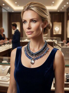 Ali Khan glamour collar statement necklace in faceted marquis crystals